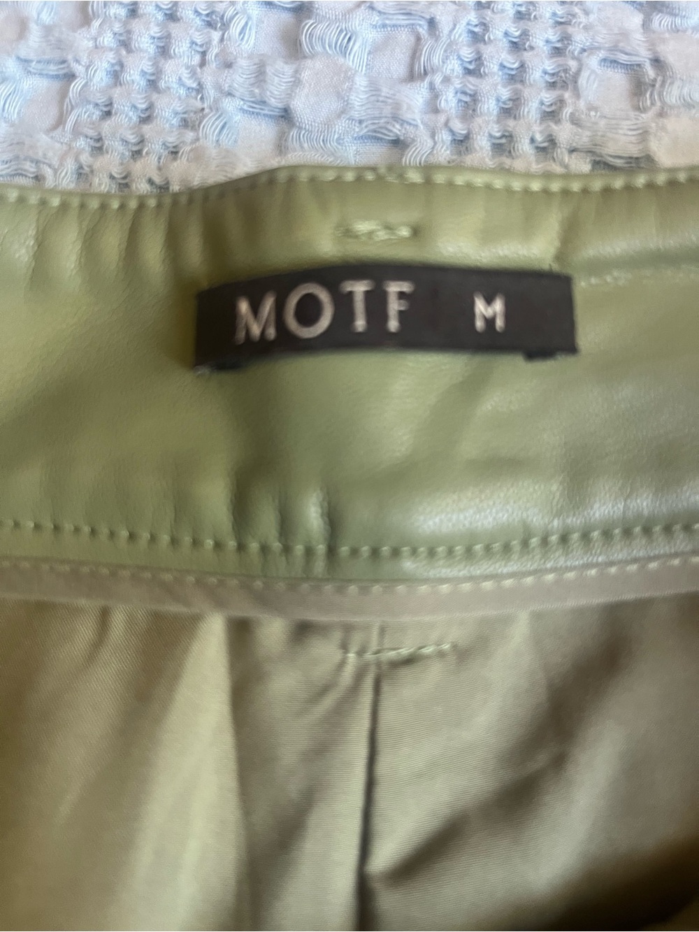 High-Waist Sage  Green Faux Leather Bermuda Shorts - Picture 4 of 8